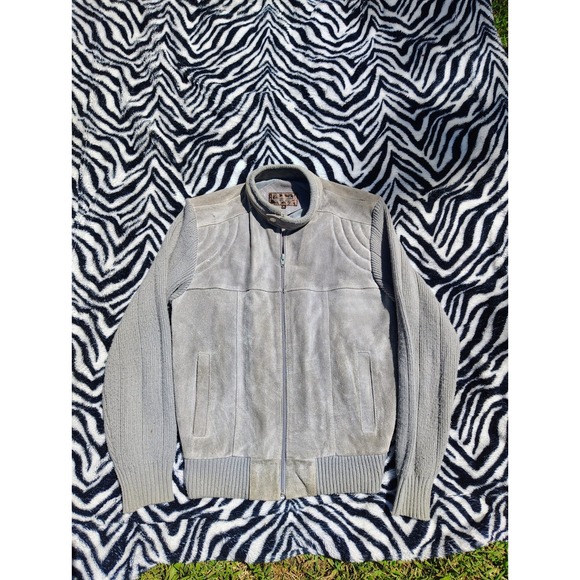 Vtg‎ 60s Chartwell Suede Wool Jacket Mens M Gray Lined Biker Moto Heavyweight - Picture 1 of 14